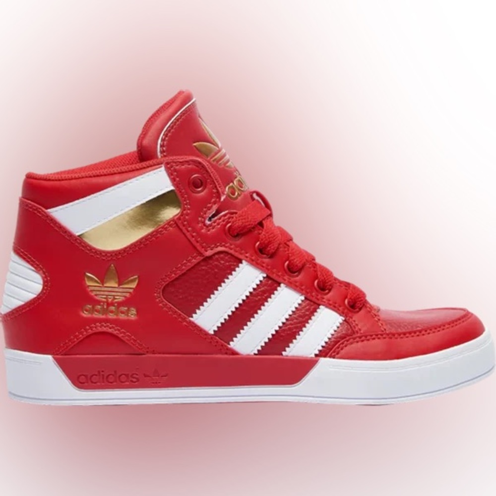 Kids adidas Hard Court High J 'Red Gold' Red/White/Gold Basketball size 5.5